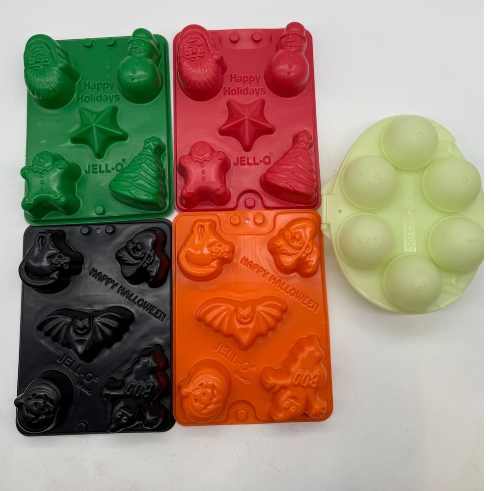 Vintage Jell-O Jigglers Molds Lot 5 Halloween Christmas Easter Holiday Trays